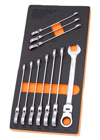 Gear F 10 pce 12 pt Flexi Ratchet Combination Spanner Set