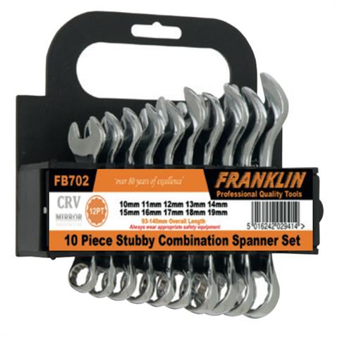 Franklin 10 pce 12 pt Short Combi Spanner Set