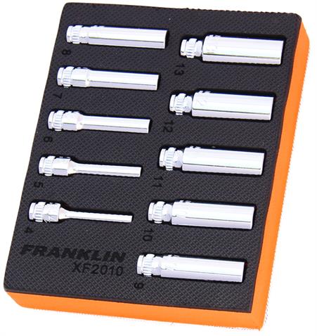 Franklin XF 10 pce 6 pt Deep Socket Set 1/4&quot; dr