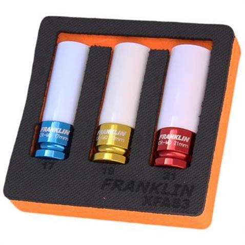 Franklin XF 3 pce 6 pt Alloy Wheel Nut Socket Set 1/2&quot; dr