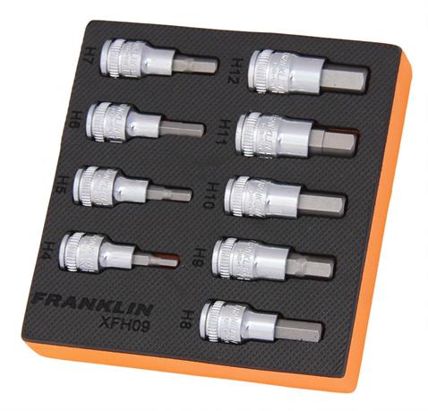 Franklin XF 9 pce Hexagon Bit Socket Set 3/8&quot; dr