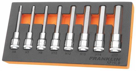 Franklin XF 8 pce Long Hexagon Bit Socket Set 1/2&quot; dr