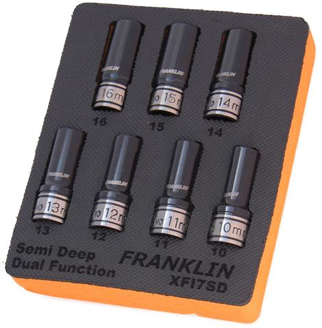 Franklin XF 7 pce 6 pt Semi Deep Thin Wall Impact Socket Set 1/2&quot; dr