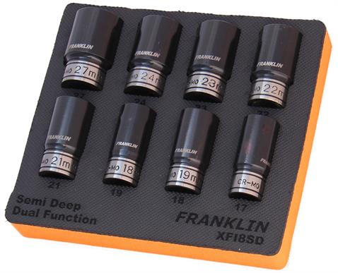 Franklin XF 8 pce 6 pt Semi Deep Thin Wall Impact Socket Set 1/2&quot; dr