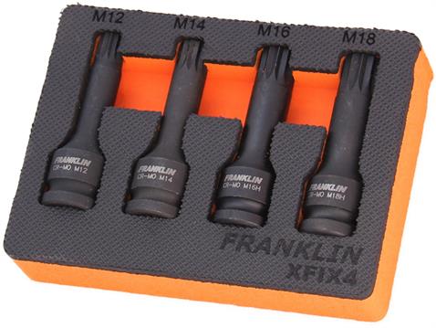 Franklin 4 pce Impact Spline Bit Set 1/2&quot; dr