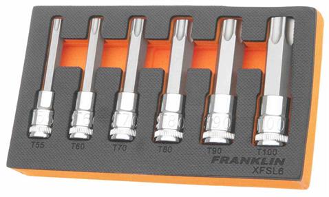 Franklin XF 6 pce Long Star Bit Socket Set 1/2&quot; dr