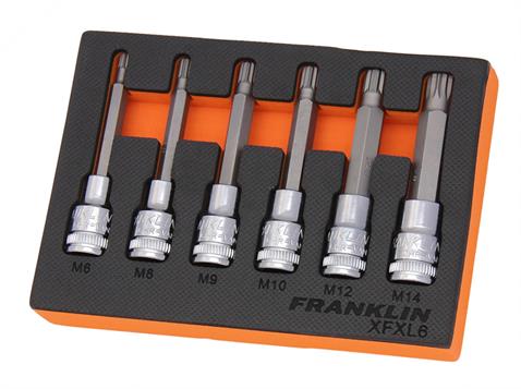 Franklin XF 6 pce Long Spline Bit Socket Set 1/2&quot; dr