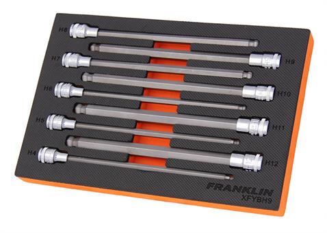 Franklin XF 9 pce 200mm Hexagon Long Ball End Bit Socket Set 3/8&quot; dr