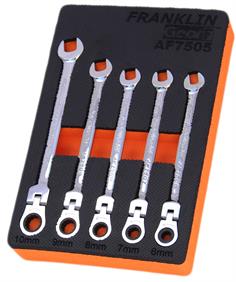 Gear F 5 pce 12 pt Flexi Ratchet Combination Spanner Set