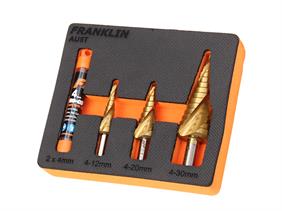 5pce TiN coat STEP DRILL Set in EVA includes 2 pilot drills