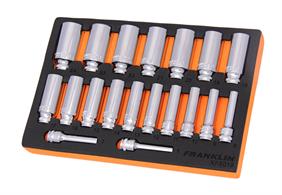 Franklin XF 19 pce 12 pt Deep Socket Set 3/8&quot; dr