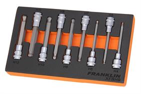 Franklin XF 9 pce Hexagon Long Ball End Bit Socket Set 3/8&quot; dr