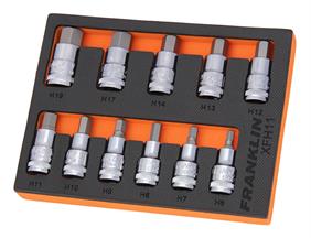 Franklin XF 11 pce Hexagon Bit Socket Set 1/2&quot; dr