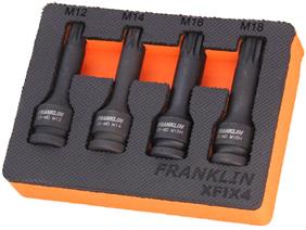 Franklin 4 pce Impact Spline Bit Set 1/2&quot; dr