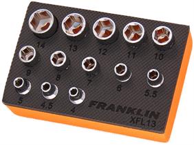 Franklin 13pce 6pt Low Profile Socket Set 1/4&quot;dr