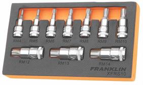 Franklin XF 10 pce Ribe Bit Socket Set 3/8&quot; 1/2&quot; dr